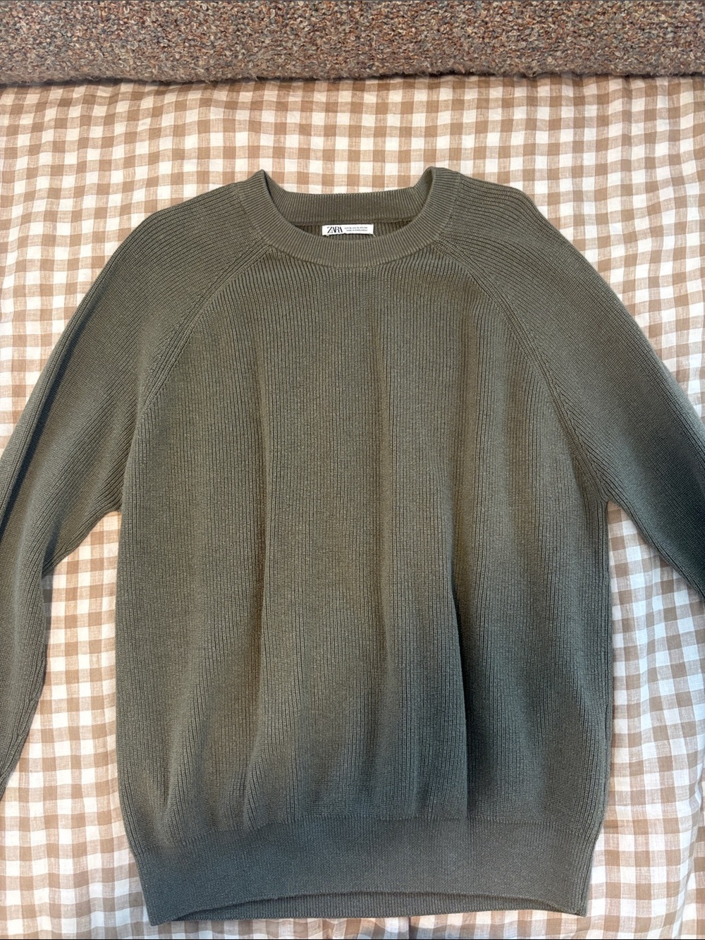 Zara Men's Olive Crewneck Sweater